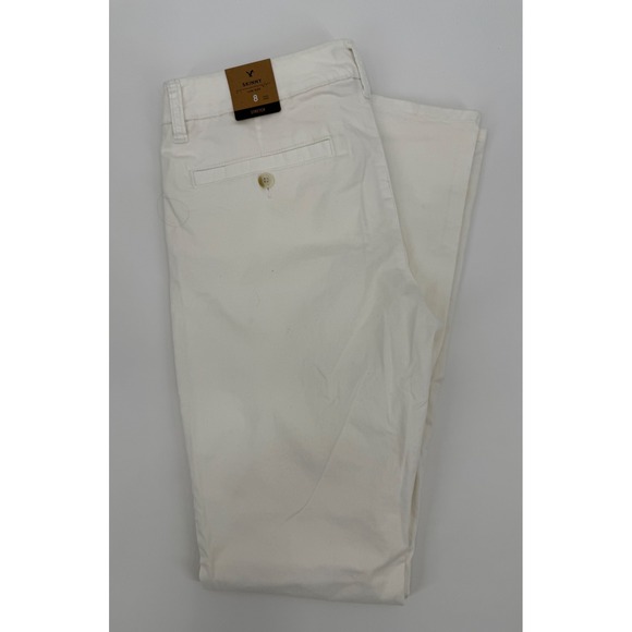 American Eagle Pants Womens 8 LONG Cream Skinny Low Rise Stretch NEW - Picture 1 of 13